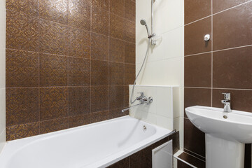 modern bathroom room with toilet and washing machine