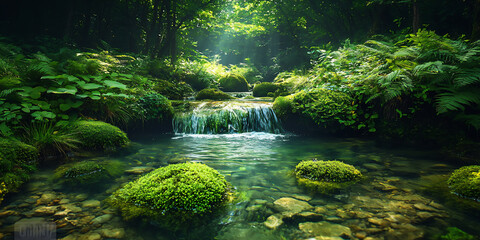  forest stream wallpaper,