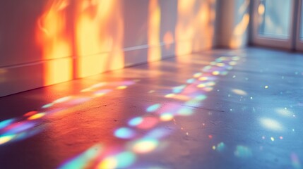 Soft blurred overlays enhance photo and product mockups, with gray backdrops featuring natural light caustics and organic shadows accented by rainbow light refractions. 