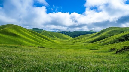 Fototapeta premium A serene scenery with clouds reminiscent of a computer desktop background, created using generative stock