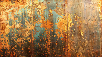 Fototapeta premium Metal old grunge copper bronze rusty texture, gold background effect.