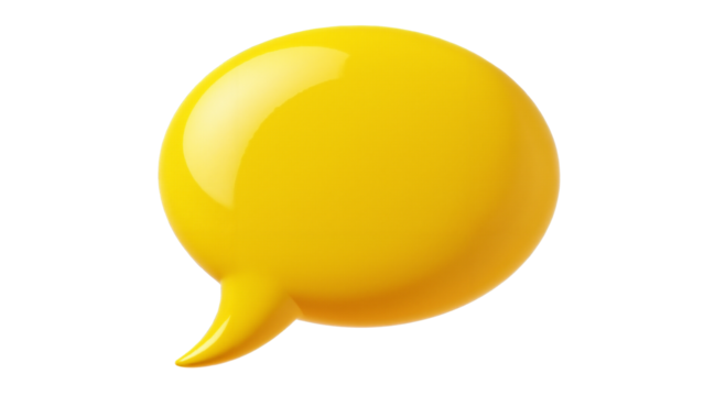 Yellow Speech Bubble Shape Isolated on Transparent Background for Graphic Design and Communication Use