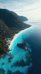 Fototapeta premium Tropical island beach resort aerial view