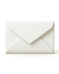 Close-up of a plain white envelope with a pointed flap on a white background.