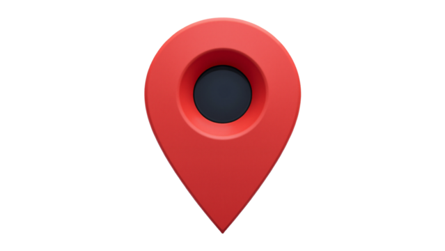 Stylized Red Map Pin Icon Isolated on Transparent Background for GPS and Location-Based Applications