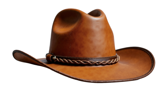 Classic Leather Cowboy Hat Isolated on Transparent Background for Western-Themed Projects