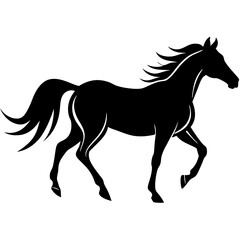 Obraz premium Black horse silhouette running vector illustration