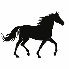 Obraz premium Black horse silhouette running vector illustration