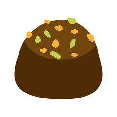 Chocolate candy with decoration. Vector illustration.