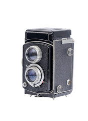 Twin Lens Reflex Cameras Isolated On White Background