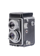 Twin Lens Reflex Cameras Isolated On White Background