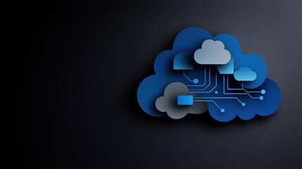 Cloud Computing Concept with Computer Chip Integrating Technology and Sky