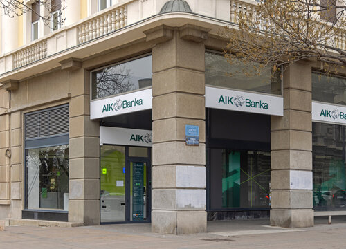 Commercial Aik Bank Building at Kralja Milana Street in Belgrade Serbia