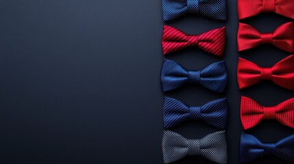Stylish collection of patterned bow ties on a dark background
