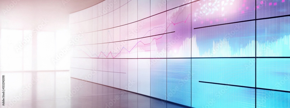 Poster modern digital wall with colorful graphs and data visualization