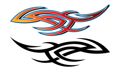 Obraz premium Sports car Speed tattoo decal vinyl sticker. Racing car tattoo vector eps graphic. Side vehicle decoration for car, auto, truck, boat, suv, motorcycle.