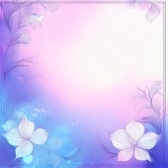 Fototapeta premium Abstract border frame of flowers in the corner of the image with space for text, blur and fade