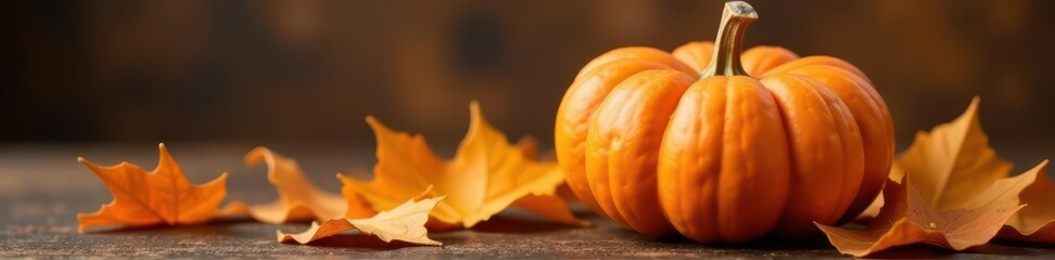 Obraz premium Deep orange pumpkin, smooth skin, vibrant autumn color, rustic, color