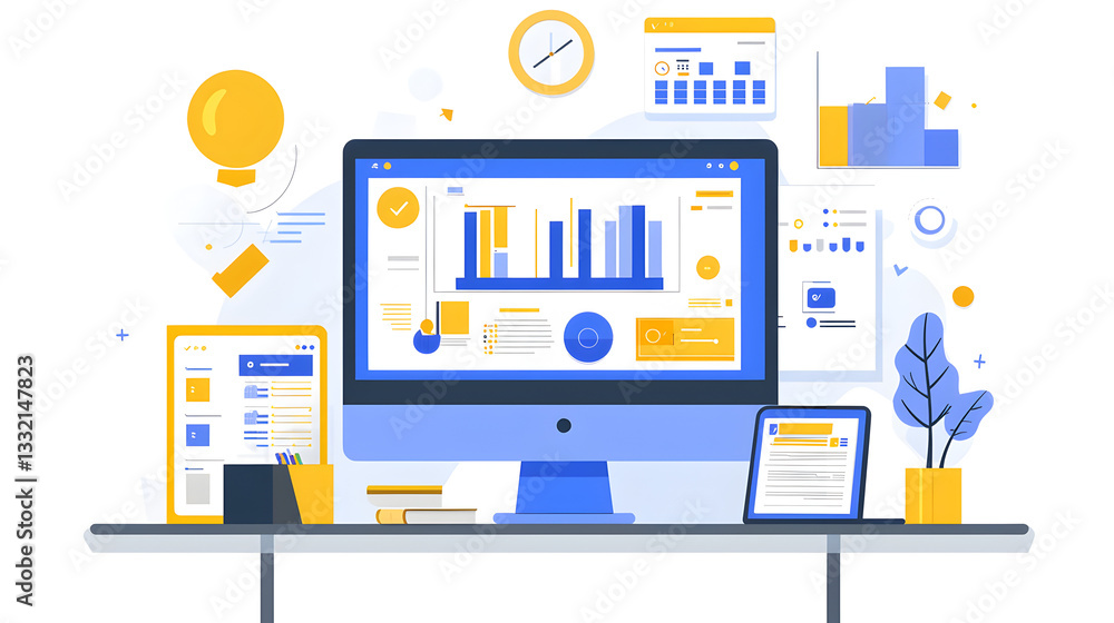 Poster enhancing digital business management a visual guide to tools and strategies online infographic mode