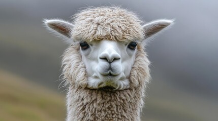 Obraz premium A close-up of an alpaca with a thick coat.