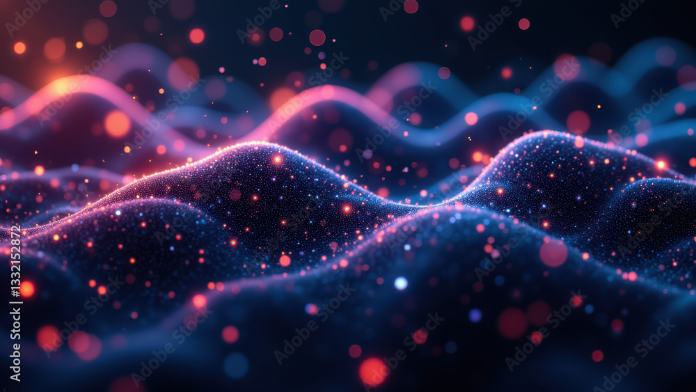 Poster stunning representation of a molecule's atomic structure with vibrant colors highlighting its intric