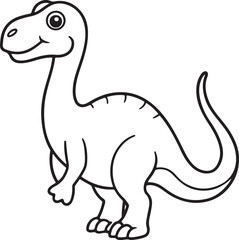 Naklejka premium A playful dinosaur depicted in a jungle setting, intended as a coloring page for children