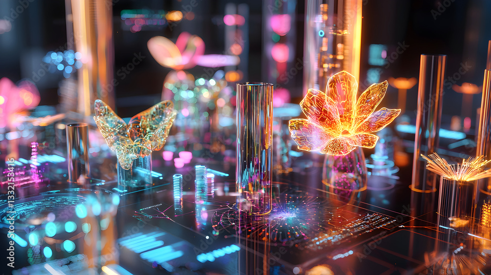 Poster analyzing holographic data tools in a digital workspace environment