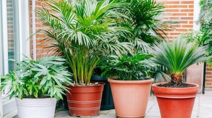 Fototapeta premium Potted plants on a patio
