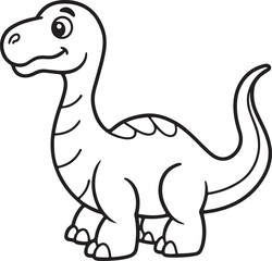 A playful dinosaur depicted in a jungle setting, intended as a coloring page for children