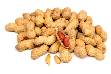 Peanuts isolated on white background.