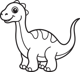 Fototapeta premium A playful dinosaur depicted in a jungle setting, intended as a coloring page for children