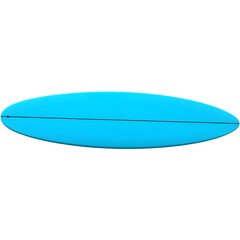 A vibrant blue surfboard showcasing a sleek, elongated design ideal for riding waves.