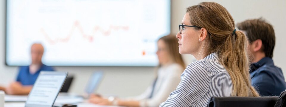 Focused Business Meeting with Professionals Analyzing Data Insights