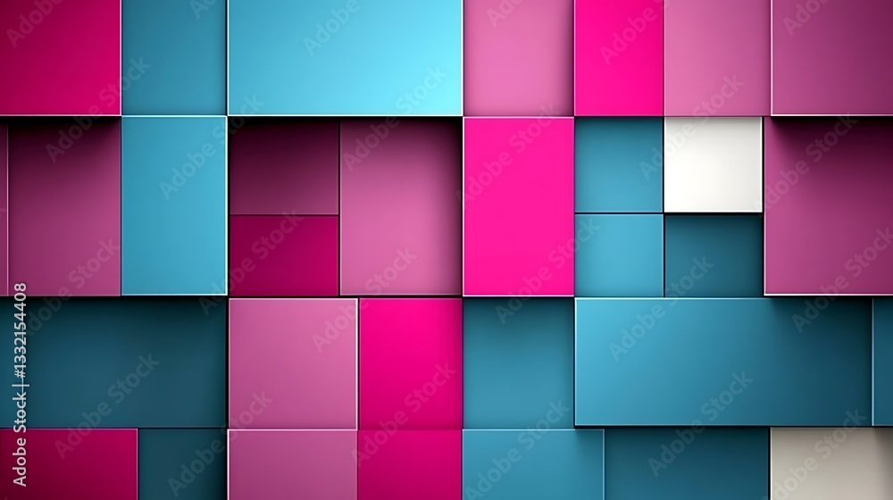 Poster colorful geometric blocks and squares form a modern abstract pattern