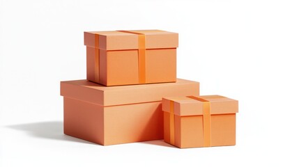 Obraz premium Vibrant Orange Gift Boxes with Ribbons