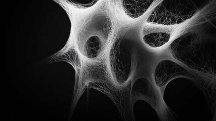 Abstract spider web intricate design on black background