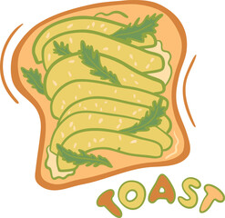 Sandwich vector. Healthy food with toasted bread, fresh vegetables, ingredients. 