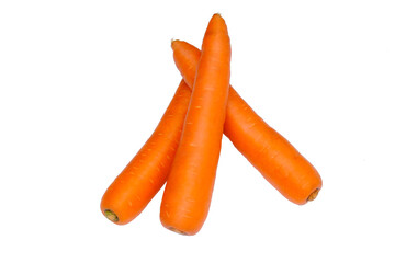 Fresh carrots isolated on white background.