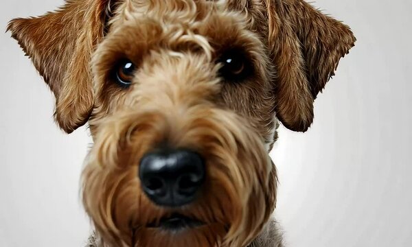 portrait of a small dog on white