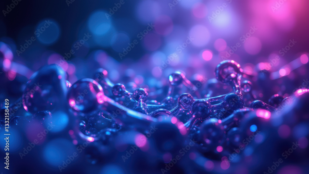 Poster a captivating digital rendering of a molecular structure with vibrant colors.