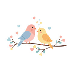 Obraz premium Cute Colorful Birds in Love Illustration