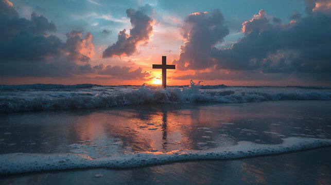  beach sunset cross