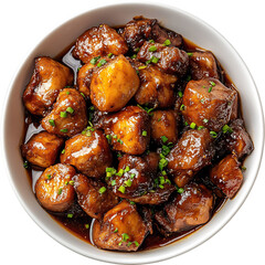 A Bowl of Filipino Adobo Marinated Chicken Isolated on Transparent Background