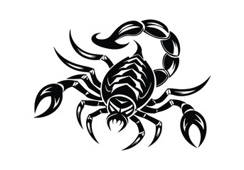 Tribal Scorpion Tattoo – Bold and Intricate Black and White Vector Illustration
