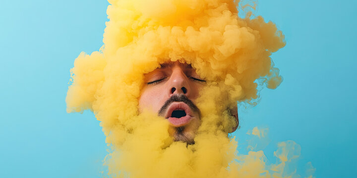 Portrait of Man Surrounded by Yellow Smoke - Powered by Adobe
