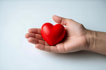 Fototapeta premium Hand Holding a Thoughtful Red Heart-Shaped Gift
