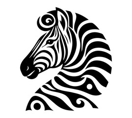 zebra head with decorative stripes black abstract vector
