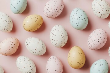 A kaleidoscope of Easter eggs is showcased on a bright and cheerful background, epitomizing Easter revelry