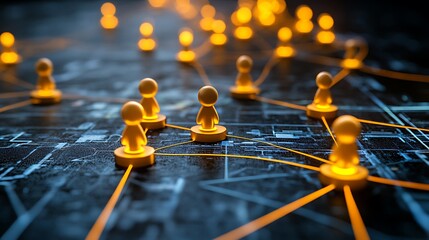 Illuminated figures interconnected through a network of linkages