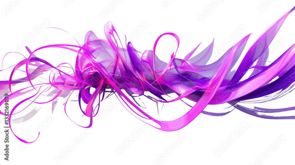 Poster abstract purple swirling smoke creating dynamic shapes on transparent background